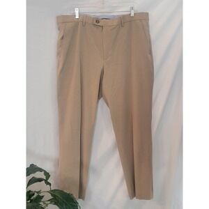 Perris Ellis Premium Mens Tailored Fit Dress Pants Tan Khaki Flat Front Trousers